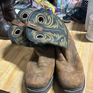 Preowned georgia boots Mens 12.5W -Steel Square Toe Work Boots GB00267